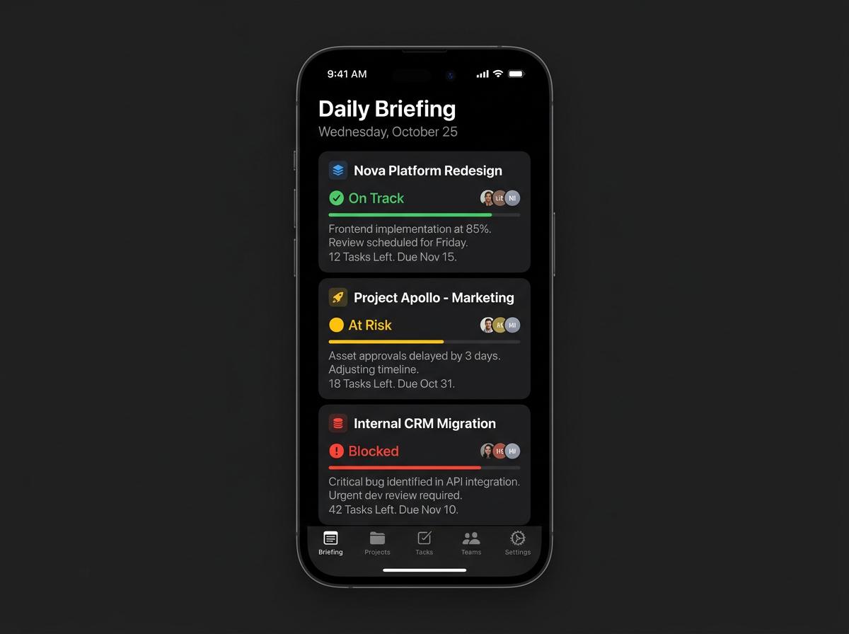 Tägliches Briefing Interface